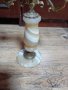 Атикварен  свещник бронз с оникс, снимка 1 - Антикварни и старинни предмети - 43376257