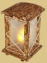 Уникална ръчно изработена дървена лампа "Фенер" за механа в битов/винтидж стил, снимка 1 - Настолни лампи - 28047482