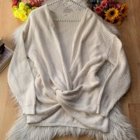 Бял елегантен пуловер, снимка 1 - Блузи с дълъг ръкав и пуловери - 35367325