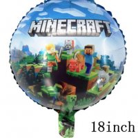 Minecraft Майнкрафт кръгъл фолио фолиев балон хелий или въздух рожден ден, снимка 3 - Други - 22011056
