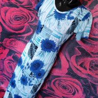 Дълга синя рокля на слънчогледи М, снимка 5 - Рокли - 37618896