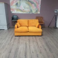 Оранжев диван от плат двойка с функция сън, снимка 3 - Дивани и мека мебел - 43290407