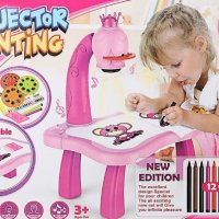 Детски проектор масичка за рисуване 2 в 1 розова, снимка 1 - Образователни игри - 39725175