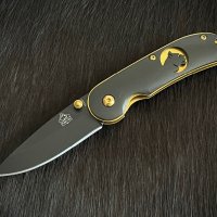 Колекционерски сгъваем джобен нож PUMA TEC Einhandmesser Golden Logo (302409), снимка 1 - Ножове - 43020171