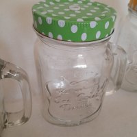 Стъклени буркани за пиене със сламка, снимка 2 - Буркани, бутилки и капачки - 43000179