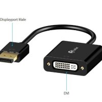 ANIMABG Преходник DP дисплей порт към DVI адаптер за връзка на PC компютър, MacBook, Laptop, лаптоп , снимка 1 - Кабели и адаптери - 44098604