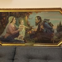 Винтидж картина,икона Светото семейство, Исус, Мария и Йосиф. , снимка 4 - Картини - 43475275