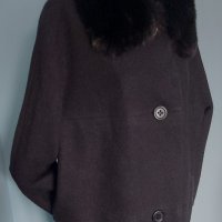 Винтидж палто от естествени материали / яка от черна лисица и вълна , снимка 5 - Палта, манта - 43800343