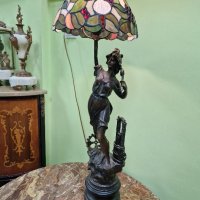 Прекрасна голяма антикварна френска фигурална лампа , снимка 7 - Антикварни и старинни предмети - 43685482