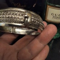 Стара масивна сребърна гривна ръчна изработка , снимка 4 - Гривни - 40824900