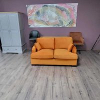 Оранжев диван от плат двойка с функция сън, снимка 1 - Дивани и мека мебел - 43290407