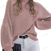 Дамски ежедневен свободен пуловер с висока яка, 8цвята - 023, снимка 4 - Блузи с дълъг ръкав и пуловери - 43039851