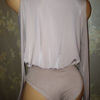 Amisu S-Боди в светъл телесен цвят с голи рамене и дълъг ръкав , снимка 6 - Корсети, бюстиета, топове - 43028749