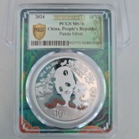 Сертифицирана сребърна монета панда 2024 PCGS МS70, снимка 3 - Нумизматика и бонистика - 43587404