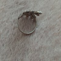 Сребърен пръстен листа с камъни, снимка 2 - Пръстени - 43154512
