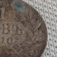 Сребърна монета 1 лев 1910г. Царство България Цар Фердинанд първи 43023, снимка 4 - Нумизматика и бонистика - 43965988
