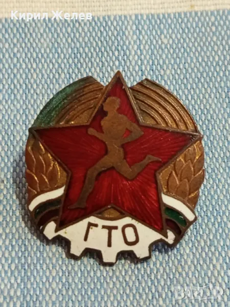 Българска соц значка ГОТОВ за ТРУД и ОТБРАНА с емайл рядка 49484, снимка 1