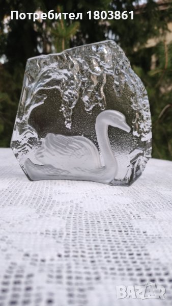 Масивна кристална скулптура с лебед, снимка 1