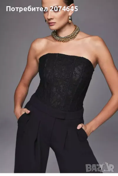 Karen Millen боди тип бюстие,корсет.Черна дантела/XS, снимка 1