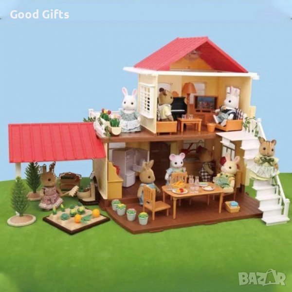 Детска къща за кукли със зайчета и аксесоари, снимка 1