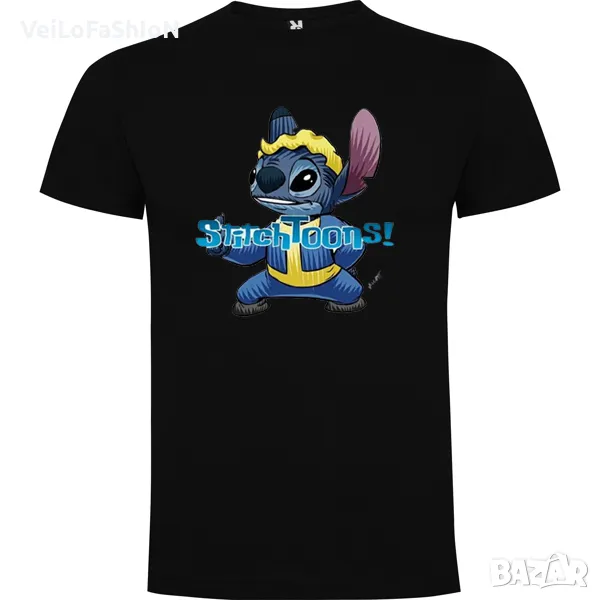 Нова детска тениска с героя Стич (Stitch Toons) в черен цвят, снимка 1