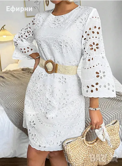 Бяла рокля, Бяла рокля дантела, Рокля дантела, Елегантна бяла рокля,, снимка 1