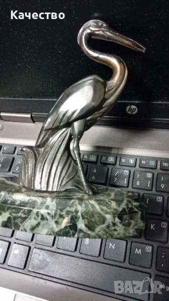 Самотният щъркел бронзова скулптура , снимка 1