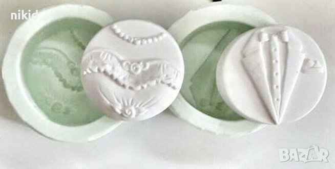 сет Дамски мъжки костюм сватба сватбен бал завършване младоженци силиконов молд форма фондан гипс, снимка 1