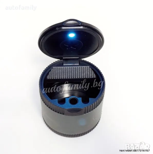 Пепелник за кола с капак - Сив, снимка 1