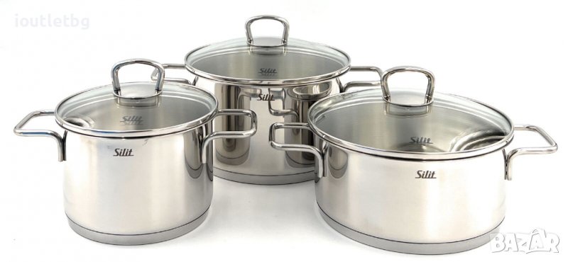 WMF Комплект качествени съдове за готвене от 3 части със стъклен капак, снимка 1