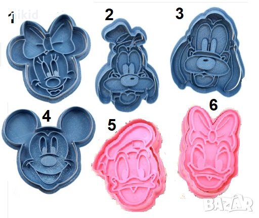 Доналд Дък Дейзи Гуфи Плуто Мики Мини Маус пластмасов резец форма фондан тесто бисквитки, снимка 1
