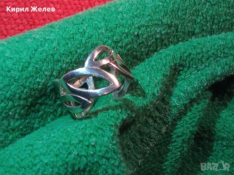 АЖУРЕН СТИЛЕН СРЕБЪРЕН ПРЪСТЕН СРЕБРО 925 с БЯЛА ПОЗЛАТА РЪЧНА АРТ ИЗРАБОТКА 43242, снимка 1
