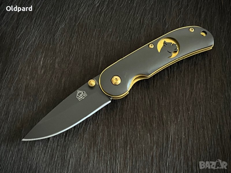 Колекционерски сгъваем джобен нож PUMA TEC Einhandmesser Golden Logo (302409), снимка 1