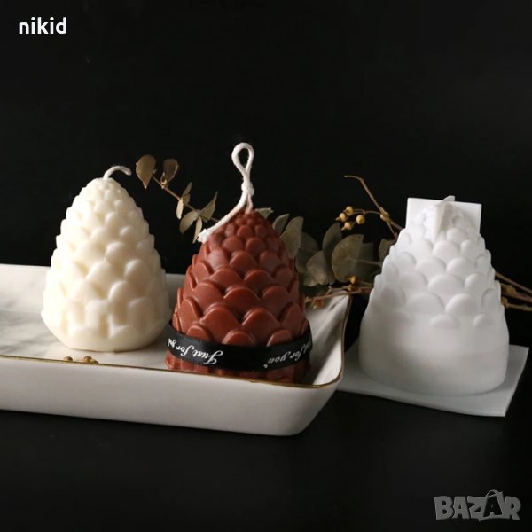 3D Шишарка ананас борче силиконов молд форма калъп свещ гипс шоколад свещи украса декор, снимка 1