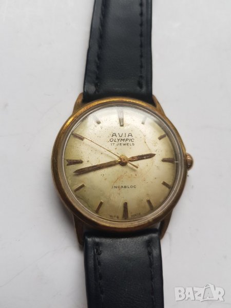 Позлатен мъжки механичен часовник Avia Olympic 17 jewels, снимка 1