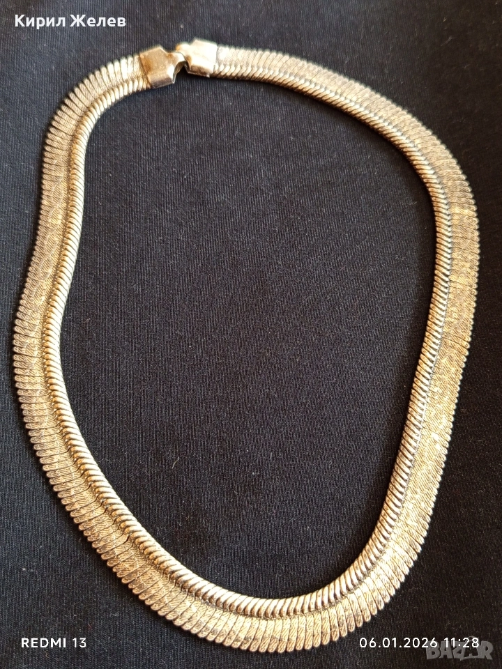 Винтидж модернистичен стил сребърно колие слаба проба сребро 52786, снимка 1