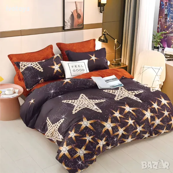 Двулицево спално бельо с ластик (размер за приста), 4 части - Модел WS16994, снимка 1