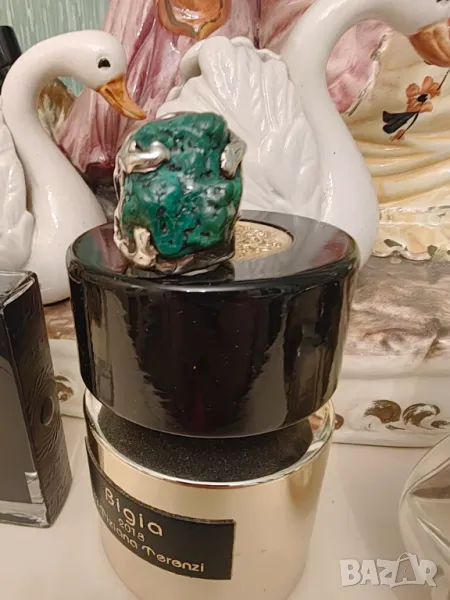 Уникален сребърен пръстен с естествен зелен тюркоаз, снимка 1