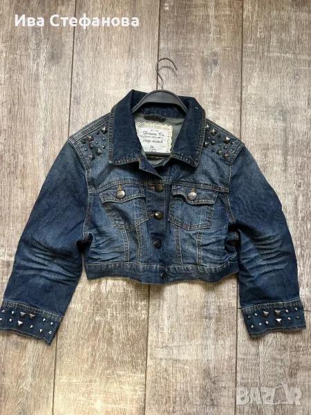 Дамско дънково яке тип къса риза болеро ежедневно елегантно еластичен син  деним, снимка 1