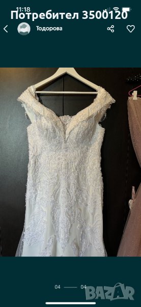 Булчинска рокля с мъниста, камъни, пера, снимка 1