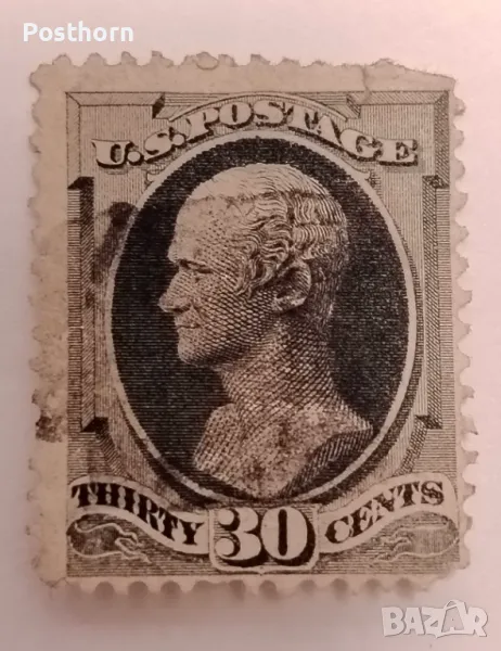 1870 САЩ Президент Хамилтън 30 цента пощенска марка Много рядка с много висока каталожна стойност , снимка 1