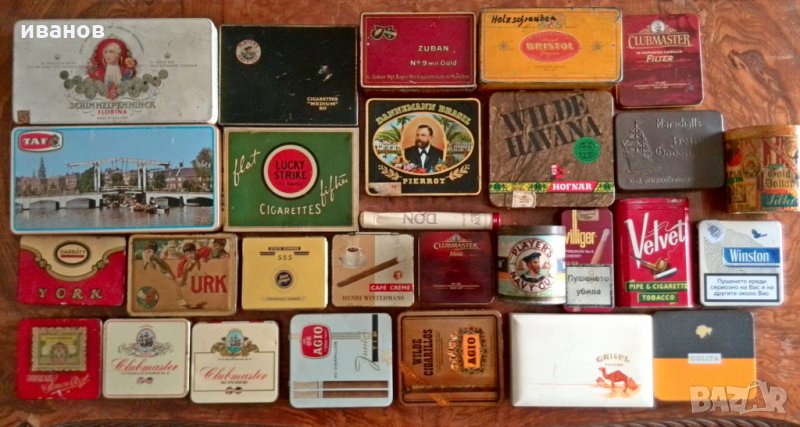 Лот празни ламаринени кутии от пури и цигари, снимка 1