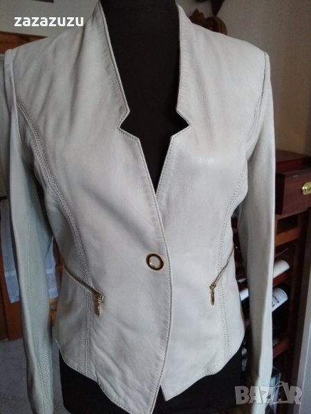 ЕСТЕСТВЕНА КОЖА - ITALY, агнешка напа, цвят слонова кост, вталено, снимка 1