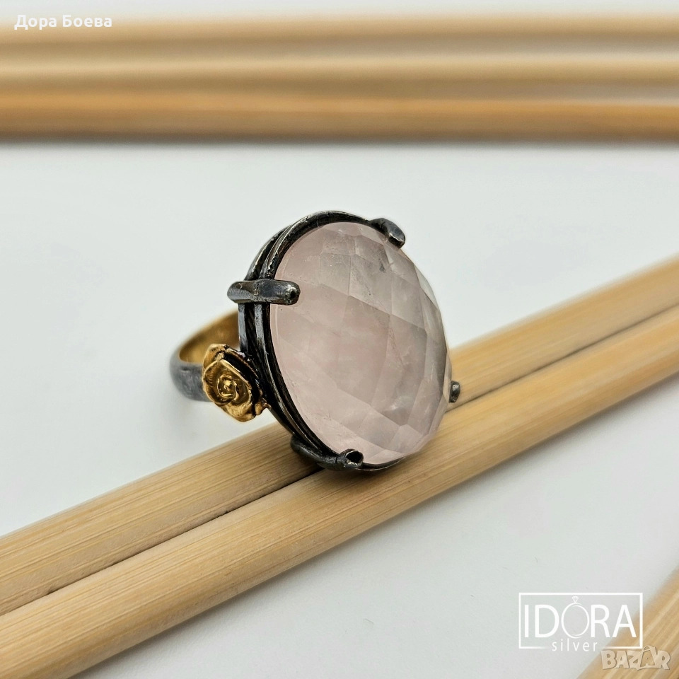 Сребърен пръстен: "Роуз", снимка 1