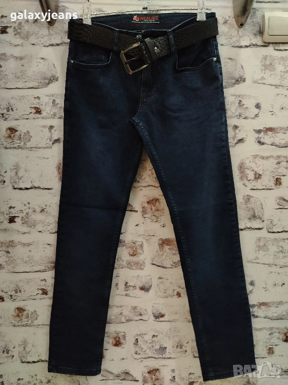 Realist- леко стеснени дънки, тъмни, изчистени, есенен деним с малко еластан, снимка 1
