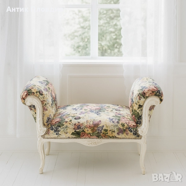 Елегантна малка пейка "Английски рози" , снимка 1