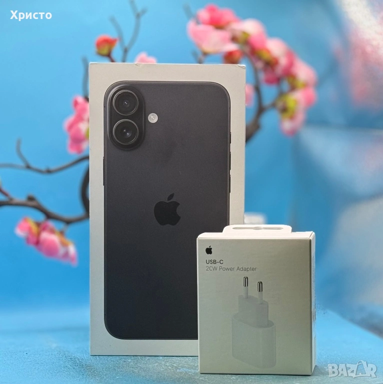 НОВ!!! Apple iPhone 16 Plus, 128GB, 5G, Black + подарък оригинален адаптер Apple , снимка 1