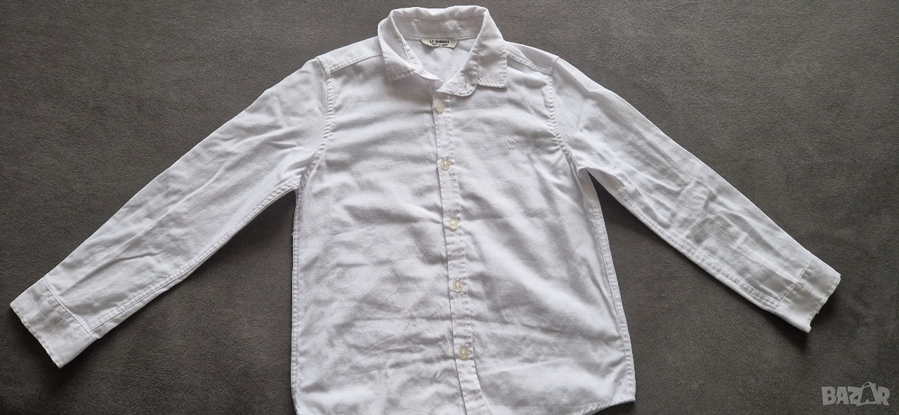 7-8г 128см Риза с дълъг ръкав бяла без следи от употреба, снимка 1