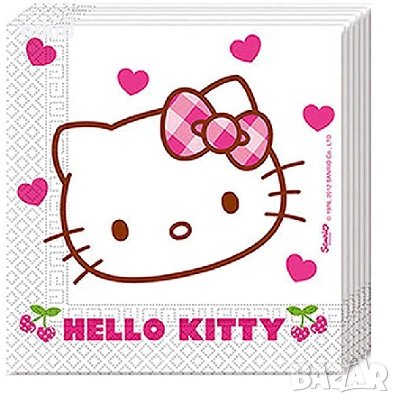 Hello Kitty Коте Кити бели 8 парти салфетки рожден ден, снимка 1