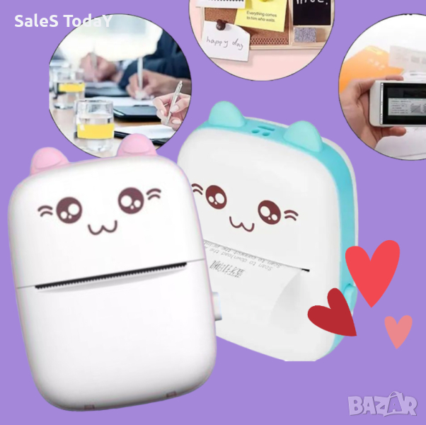 Принтер за телефон, таблет връзка с Bluetooth, мини фото принтер, USB , снимка 1